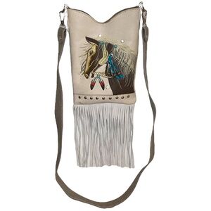Western Crossbody Purse Fringe Handbag Horse Shoulder Bag Women Cowgirl Handbag